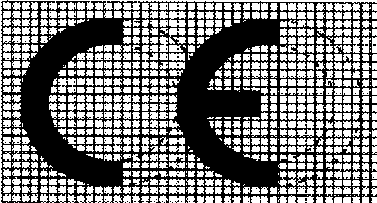 CE marking initials shown on the official construction grid